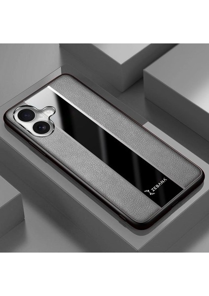 Apple iPhone 17 Uyumlu Kılıf Zebana Premium Deri Kılıf Gri