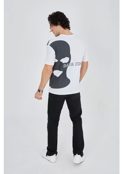 Erkek Baskılı T-Shirt - Beyaz fiyatları