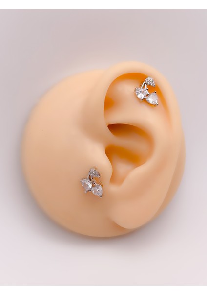 Cerrrahi Çelik Piercing ( Pirsing ) Zirkon Taşlı Salkım Tragus Helix Piercing (1adet)