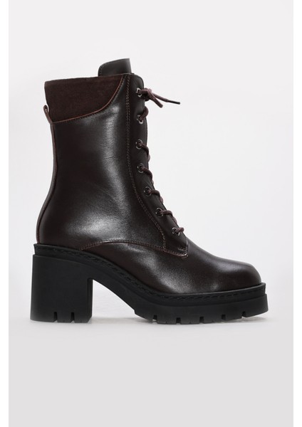 Hakiki Deri Kürklü Kadın Kalın Topuklu Bot 916KZA3866