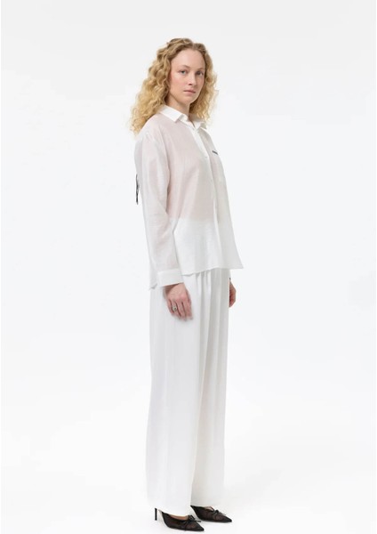 Nakış Detaylı Ekru Kadın Gömlek GML00011 fırsatları