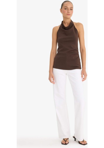 Slim Fit Dar Kesim Halter Yaka Bluz F8007AX25AU fiyatları