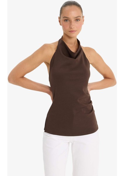 Slim Fit Dar Kesim Halter Yaka Bluz F8007AX25AU fırsatları