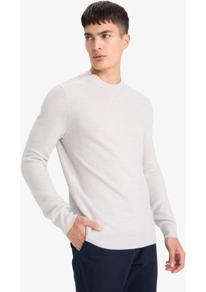 Standart Fit Bisiklet Yaka Basic Dokulu Triko Kazak F1777AX25AU modelleri