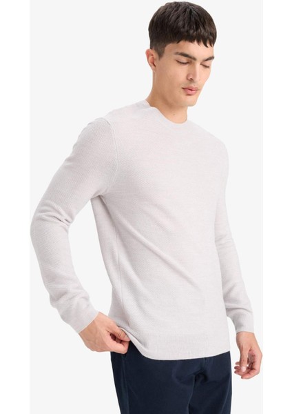 Standart Fit Bisiklet Yaka Basic Dokulu Triko Kazak F1777AX25AU fırsatları