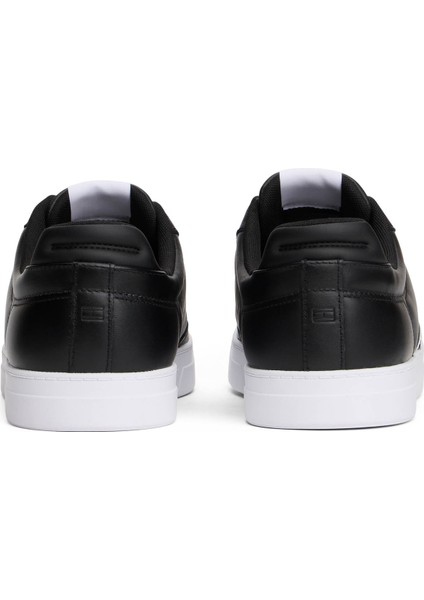 Inek Derisi Siyah Erkek Günlük Ayakkabı Icon Court Strıpes