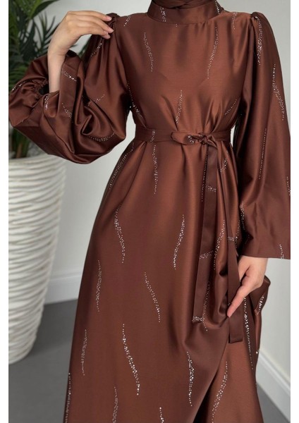 Kaitlyn Taşlı Abiye Kahverengi fırsatları