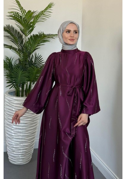 Kaitlyn Taşlı Abiye Mor modelleri