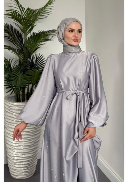 Kaitlyn Taşlı Abiye Gri modelleri