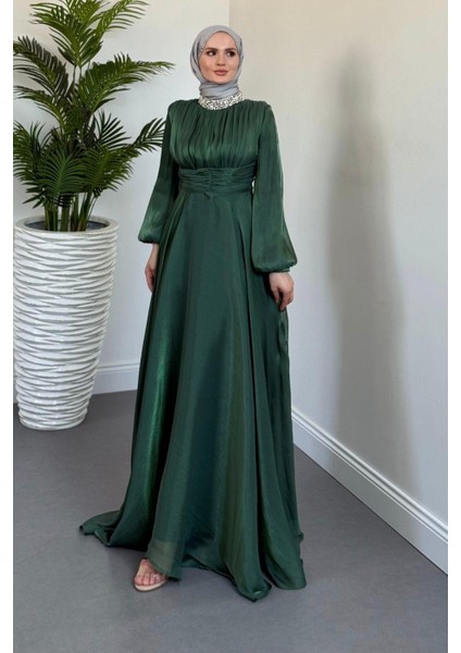 Talya Boynu Taşlı Abiye Zümrüt fiyatları