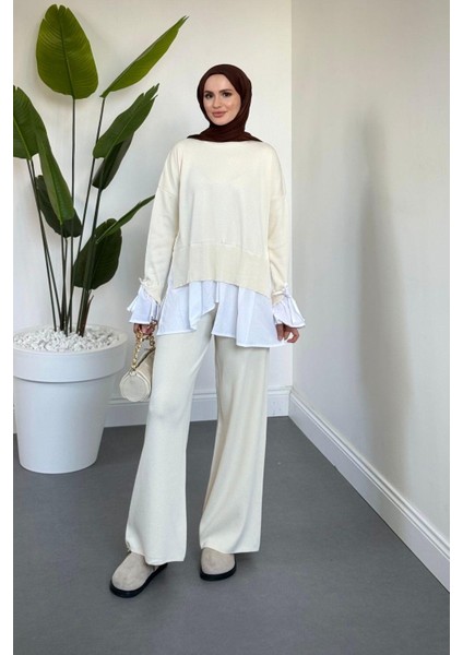 Senna Gömlekli Triko Takım Krem modelleri