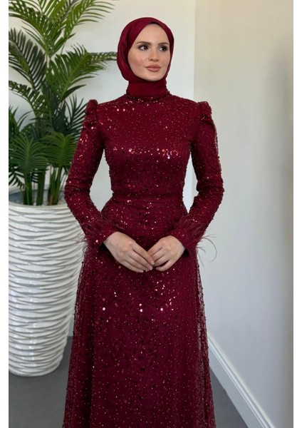 Sierra Pul Payet Abiye Bordo modelleri