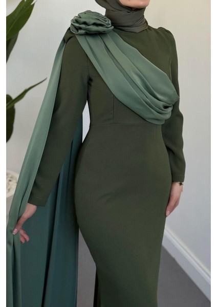 Castilya Pelerinli Omzu Gül Abiye Haki fırsatları