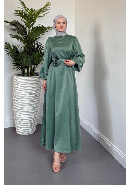 Margherita Taşlı Balon Kol Abiye Mint fiyatları