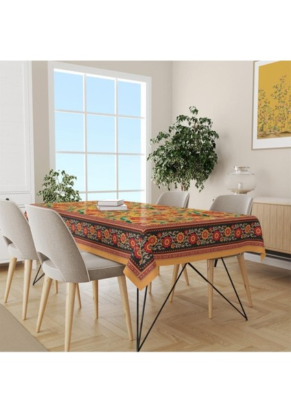 Orange Daisy Flowers Masa Örtüsü - (Ince Keten, Uluslararası Yıkama ve Solmama Sertifikası) fiyatları