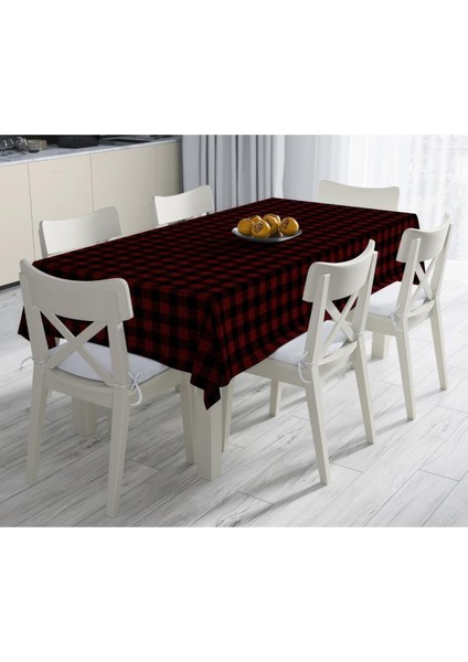 Kırmızı-Siyah Kare Masa Örtüsü - (Ince Keten, Uluslararası Yıkama ve Solmama Sertifikası) fırsatları