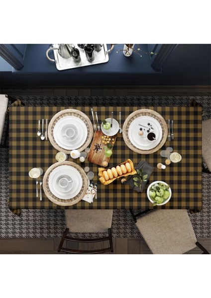 Sarı Siyah Kare Masa Örtüsü fiyatları