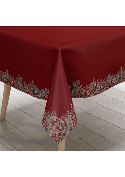 Kırmızı Mini Kozalak Detaylı Masa Örtüsü- Ince Keten Uluslararası Yıkama ve Solmama Sertifikası fiyatları