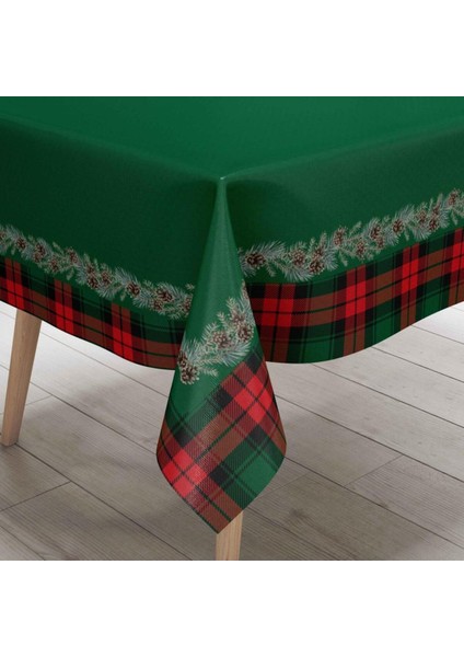 Mini Kozalak Detaylı Masa Örtüsü Ince Keten Uluslararası Yıkama ve Solmama Sertifikası