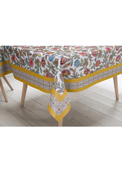 Colorful Flowers Masa Örtüsü - Renkli Çiçekler Ince Keten modelleri