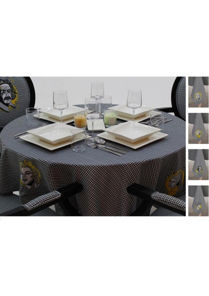 Famous Faces Yuvarlak Masa Örtüsü (Ince Keten Uluslararası Yıkama ve Solmama Sertifikası) fiyatları