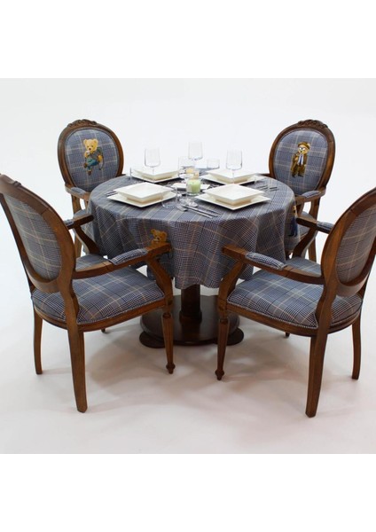 Teddy Yuvarlak Masa Örtüsü - (Ince Keten Uluslararası Yıkama ve Solmama Sertifikası)