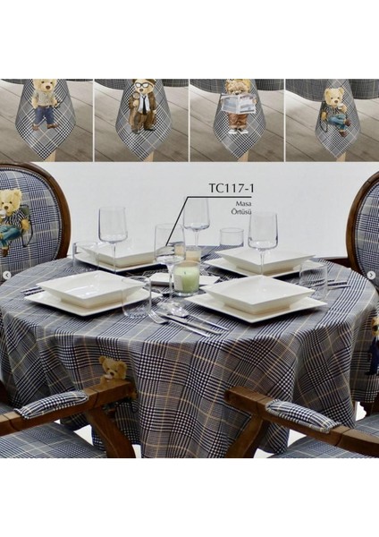 Teddy Yuvarlak Masa Örtüsü - (Ince Keten Uluslararası Yıkama ve Solmama Sertifikası) modelleri