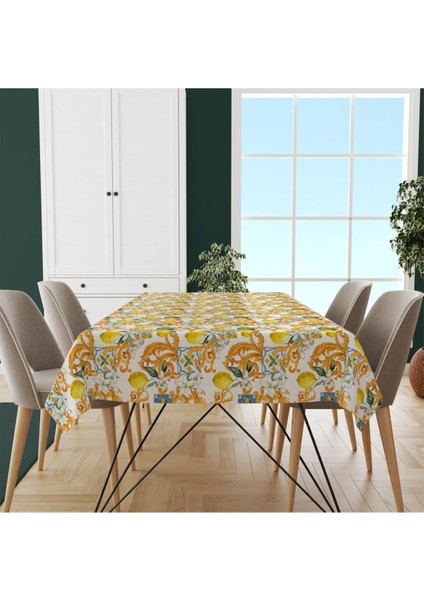 Limon Tasarımlı Masa Örtüsü - (Ince Keten, Uluslararası Yıkama ve Solmama Sertifikası) modelleri