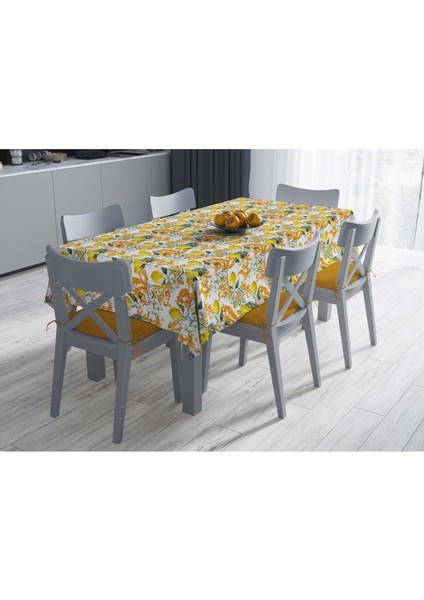 Limon Tasarımlı Masa Örtüsü - (Ince Keten, Uluslararası Yıkama ve Solmama Sertifikası) fırsatları