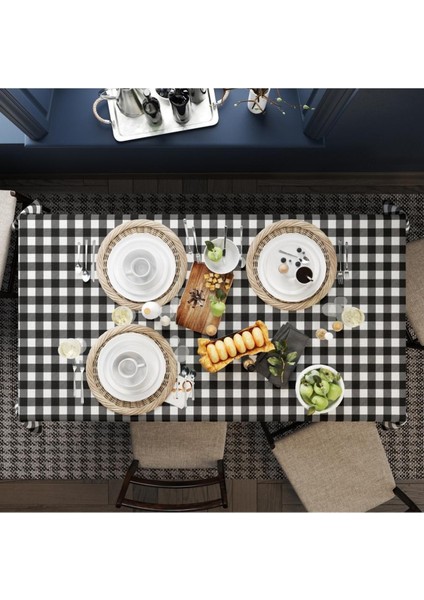 Siyah Beyaz Kare Masa Örtüsü Ince Keten Uluslararası Yıkama ve Solmama Sertifikası fiyatları