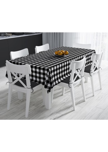 Siyah Beyaz Kare Masa Örtüsü Ince Keten Uluslararası Yıkama ve Solmama Sertifikası fırsatları
