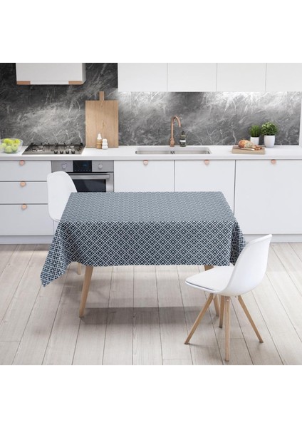 Mavi Geometrik Masa Örtüsü