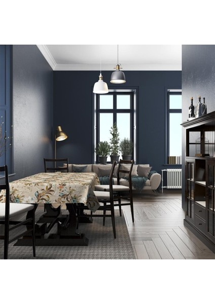 Colorful Leaves And Flowers Masa Örtüsü - (Ince Keten, Uluslararası Yıkama ve Solmama Sertifikası)