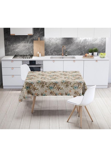 Colorful Leaves And Flowers Masa Örtüsü - (Ince Keten, Uluslararası Yıkama ve Solmama Sertifikası) fırsatları