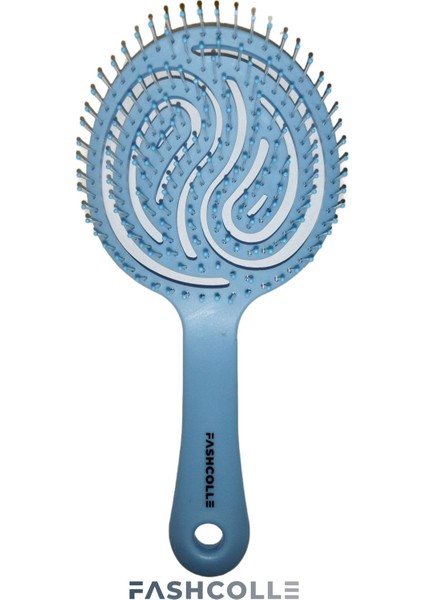 Mavi Üç Boyutlu Oval Saç Fırçası 1 Adet, Plastik, Tüm Saç Tipleri için Silikon Uçlu indirimleri