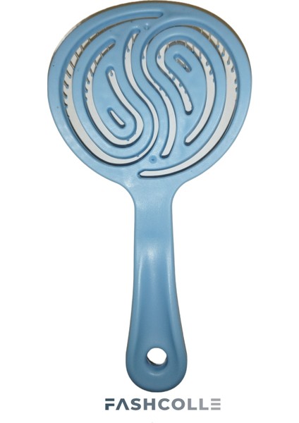 Mavi Üç Boyutlu Oval Saç Fırçası 1 Adet, Plastik, Tüm Saç Tipleri için Silikon Uçlu