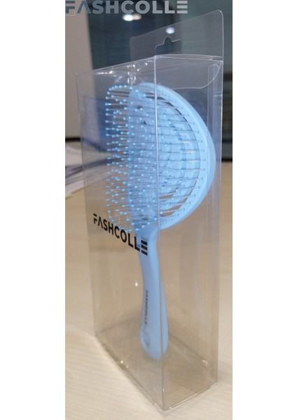 Mavi Üç Boyutlu Oval Saç Fırçası 1 Adet, Plastik, Tüm Saç Tipleri için Silikon Uçlu