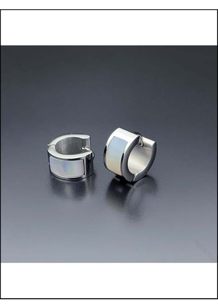 Sedefli, Halka Model, Paslanmaz Çelik Küpe 538, Kasa Gümüş Renk modelleri