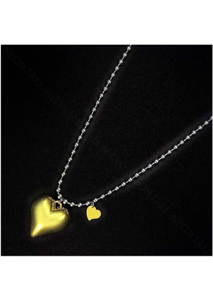 Kolye, Kararmayan Paslanmaz Çelik, Kalp Detaylı, Top Zincir, Gümüş Renk, Model102 modelleri