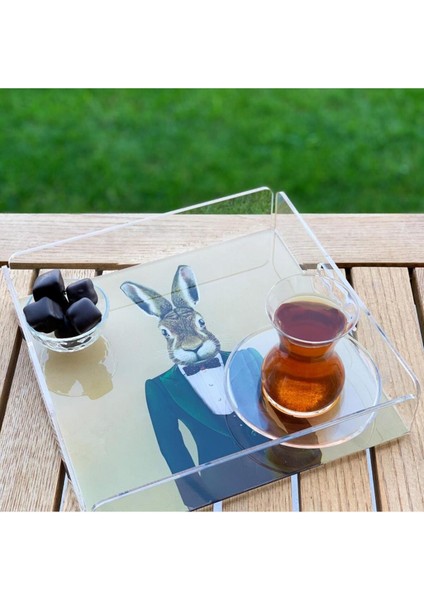Home Mr.rabbit Tavşan Figürlü Pleksi Tepsi - 25X25 cm fırsatları