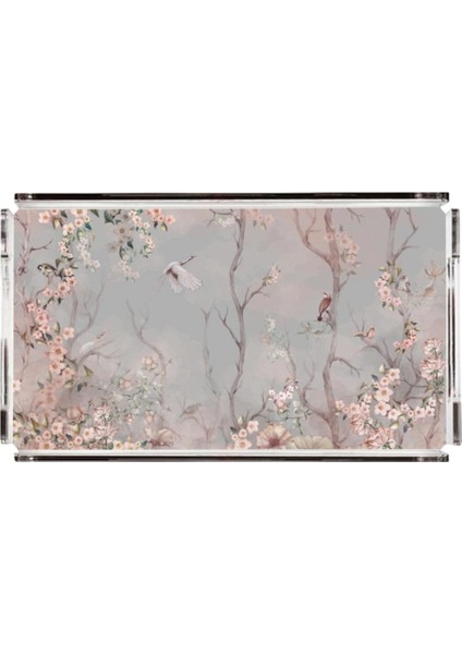 Kuşlu Bahçe Pleksi Tepsi - PT2125 - 40X24CM