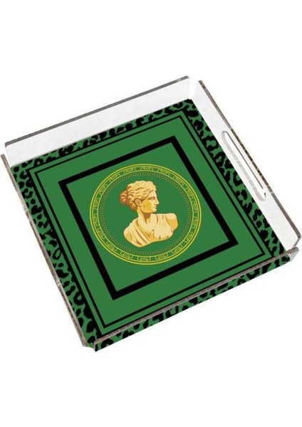 Yeşil Büst Detaylı Pleksi Tepsi - 25X25CM fiyatları