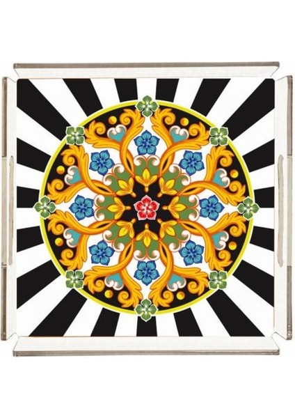 Modern Figüratif Pleksi Tepsi - 25X25CM