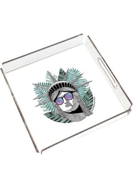 The Statue Of Liberty Pleksi Tepsi - 25X25CM fiyatları