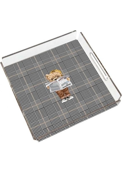 Gazeteci Teddy Pleksi Tepsi - 25X25CM