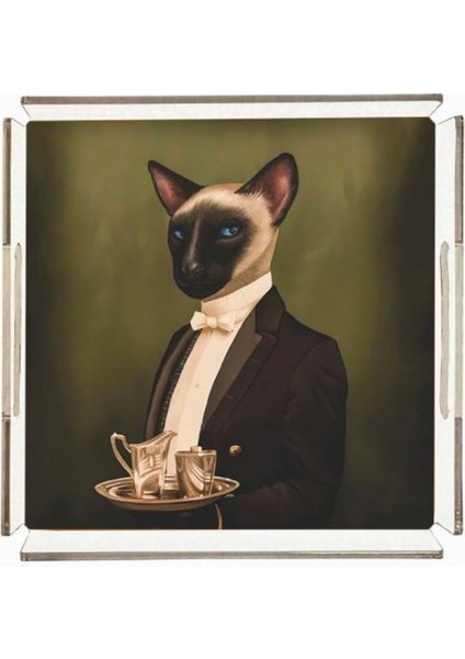 Mr. Cat Pleksi Tepsi - 25X25CM