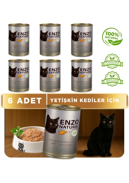 Natural Tavuk Etli Konserve Yaş Kedi Maması 410 Grx6