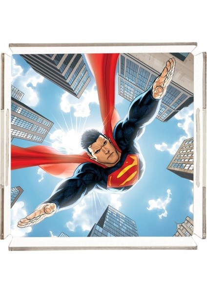 Clouds Superman Pleksi Tepsi - 25X25CM (Warner Bros Lisanslı Üründür)