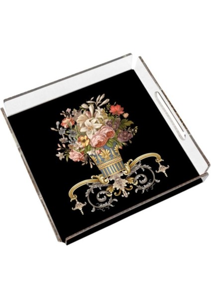 Figüratif Çiçek Pleksi Tepsi - 25X25CM fiyatları