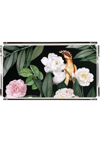 Papağanlı Çiçekler Pleksi Tepsi - PT2123- 40X24CM fiyatları
